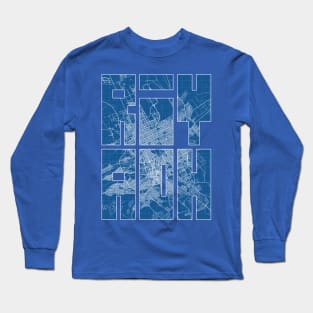 Riyadh, Saudi Arabia City Map Typography - Blueprint Long Sleeve T-Shirt